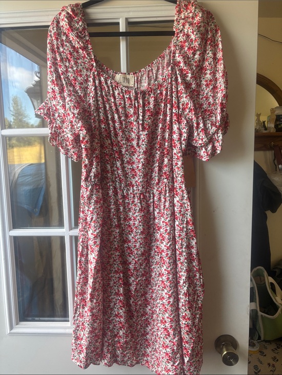 Just Found Dresses & Skirts - Red Floral Puff Sleeve Dress
